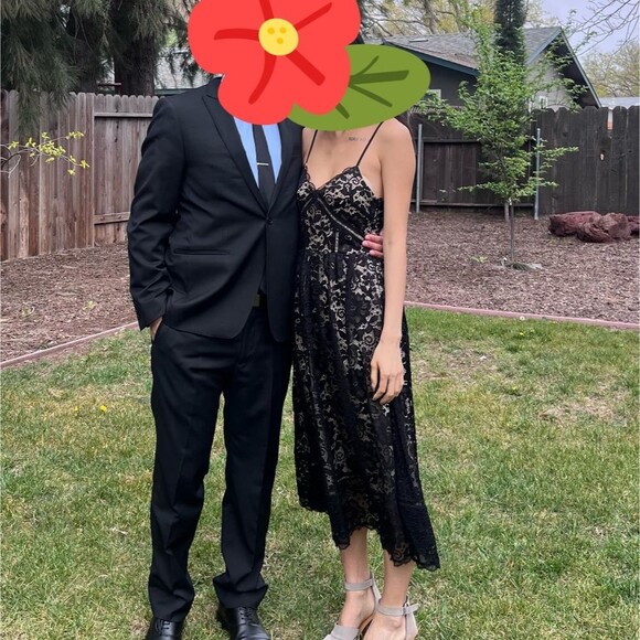 NSR Crochet Stretch Black Lace Midi Dress Small Women Lined feminine Strap - Picture 3 of 3